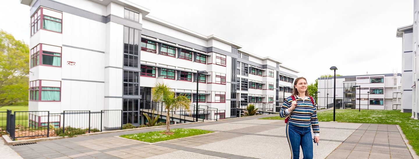 Student walking apartments