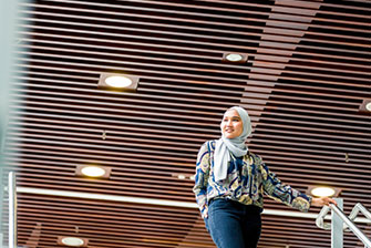 Students walking on stairs