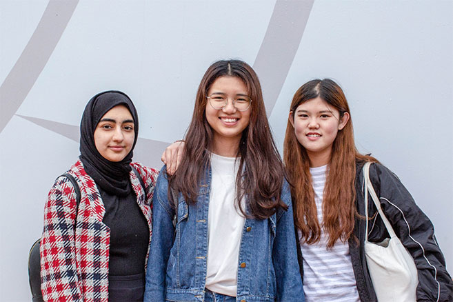 Students standing together