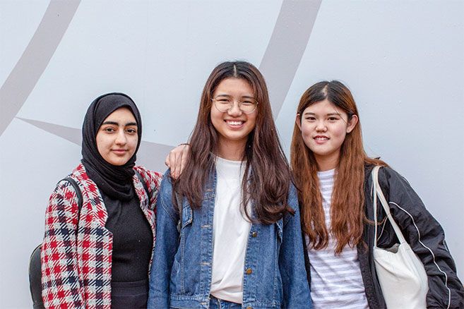 Students standing together